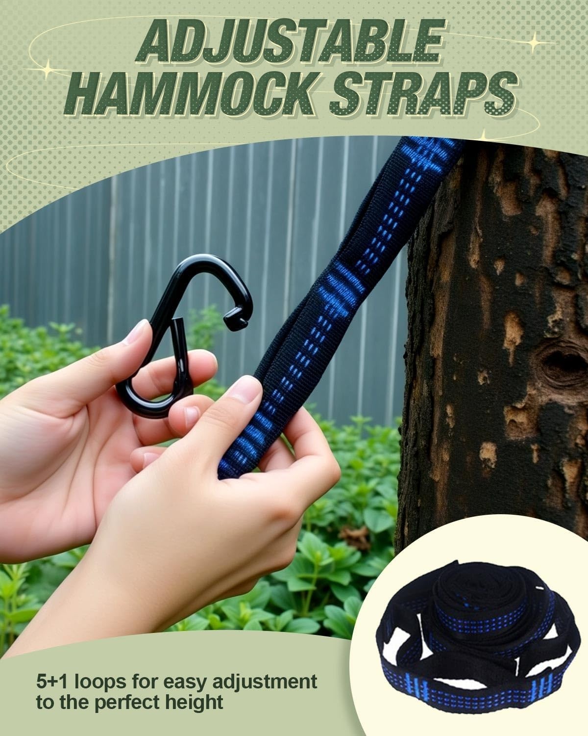 Spacious Camping Hammock with Mosquito Net, Durable 210T Nylon, Easy Setup