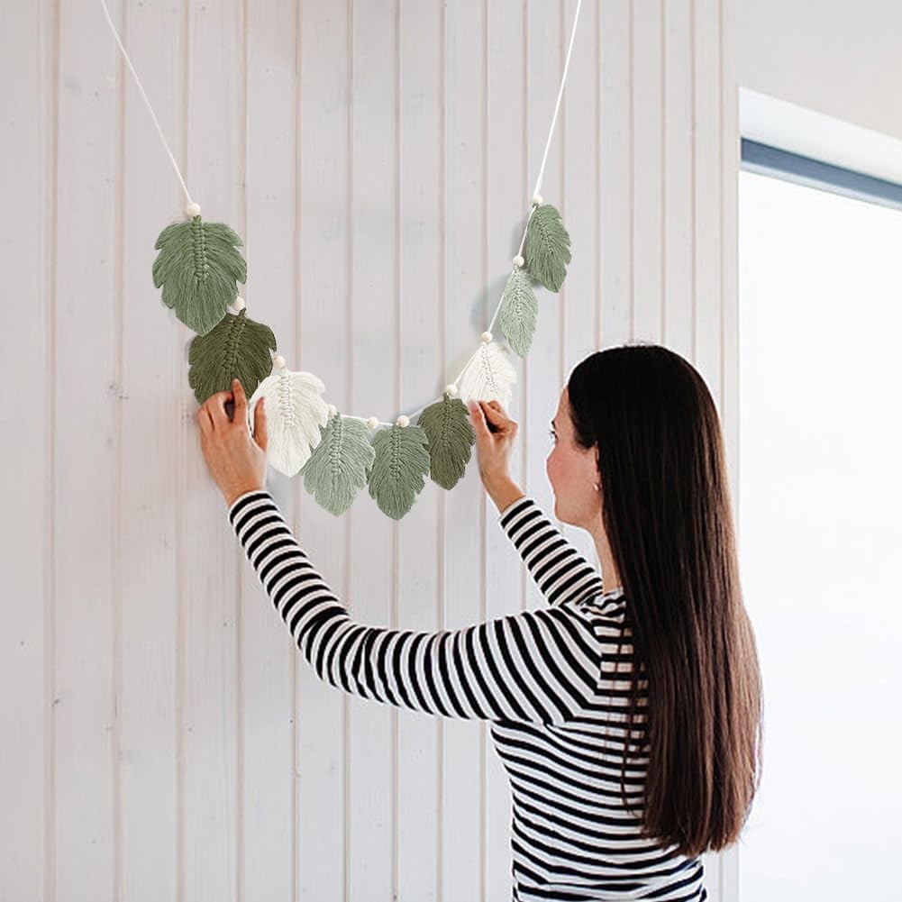 DIY Macrame Leaf Wall Hanging Kit Green Boho Home Decor