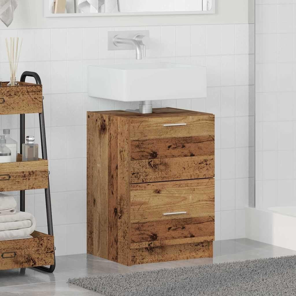 Rustic Bathroom Sink Cabinet 40x37x59cm Wooden Under Sink Storage Unit