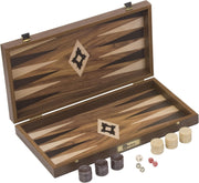 Walnut Backgammon Set Luxury Wooden Foldable Board Mother of Pearl