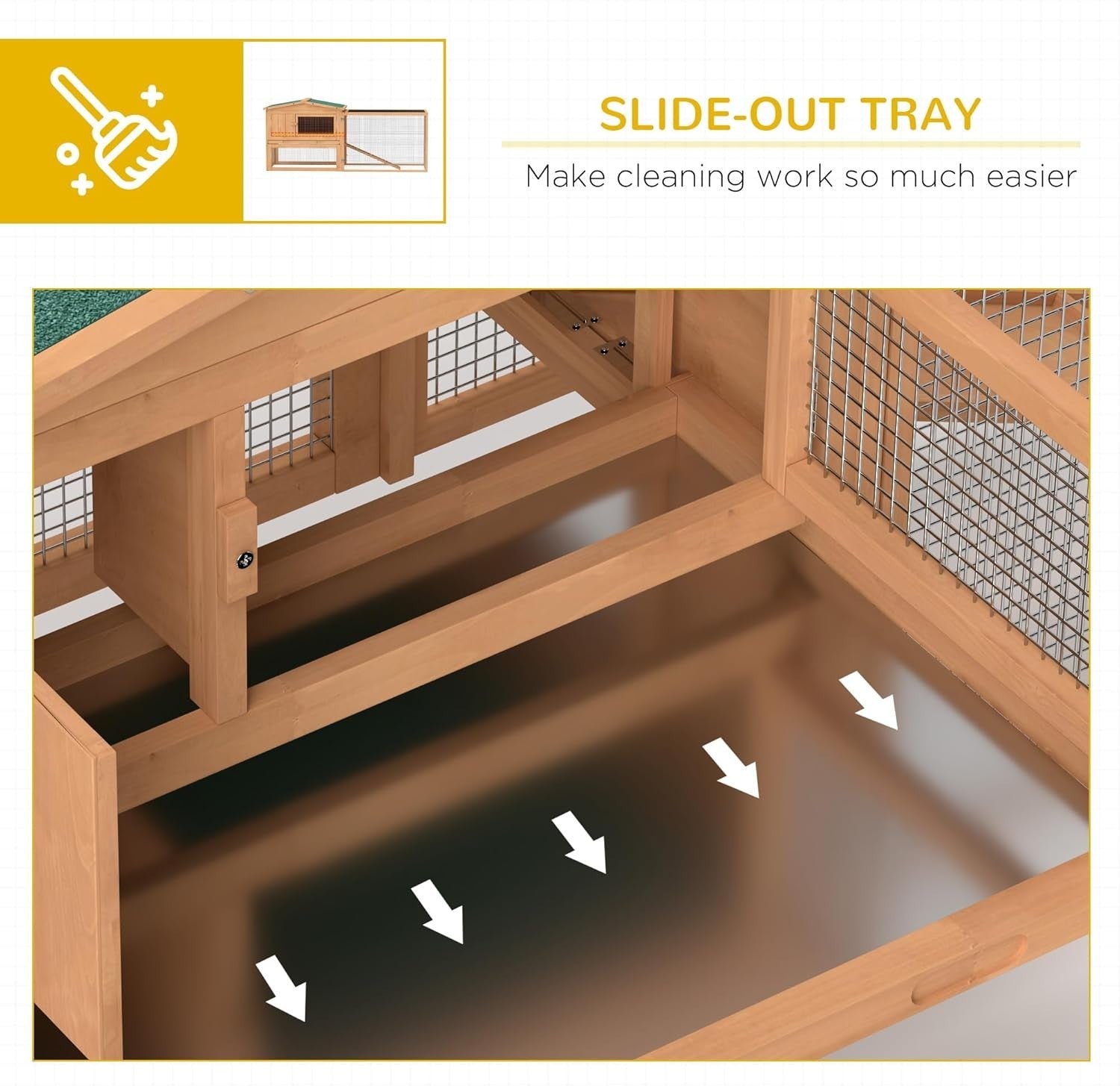 2 Tier Wooden Rabbit Hutch Outdoor Bunny Coop 158x58x68cm
