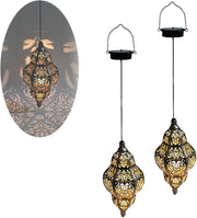2x Retro Moroccan Solar Lantern Lights Outdoor Hanging Waterproof
