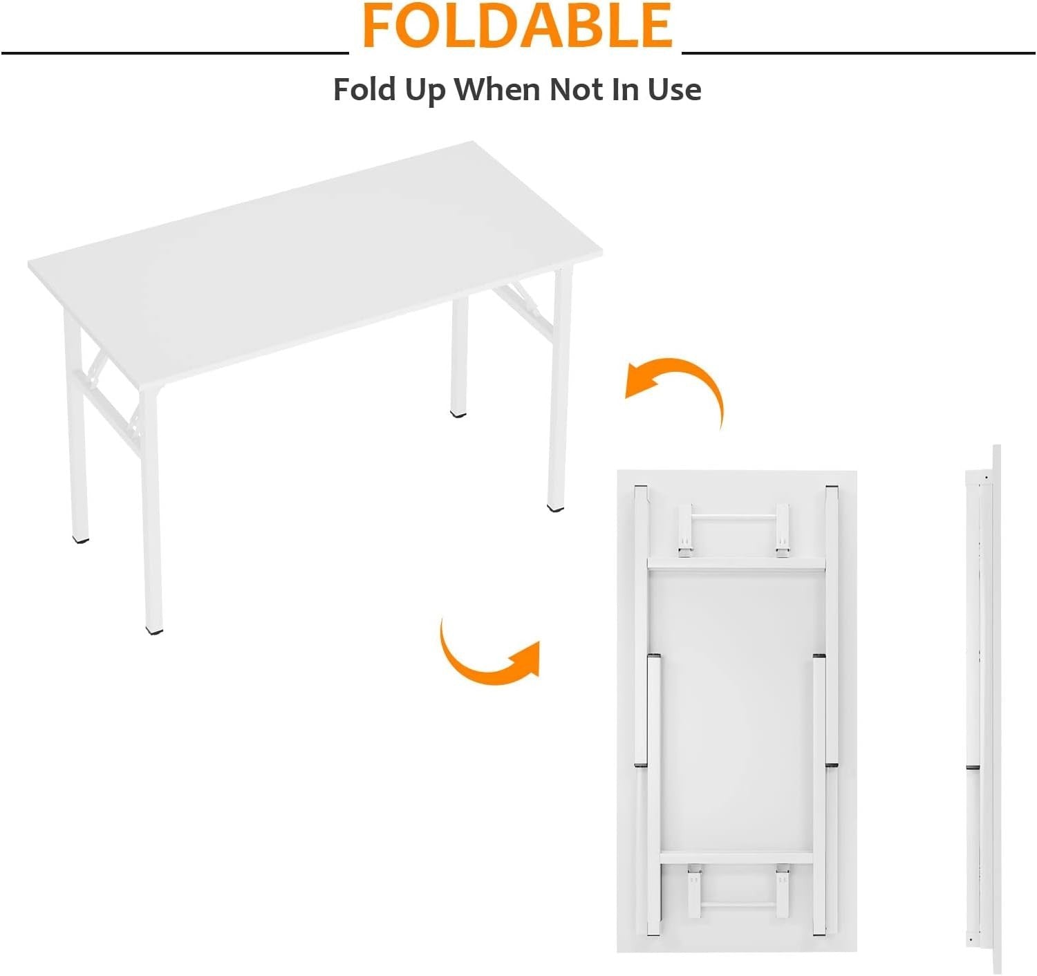 White Folding Desk 100x60cm Compact No Assembly Study Table Workstation