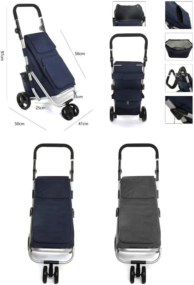 74L Folding Shopping Trolley Cart 4 Wheels Lightweight Heavy Duty Bag