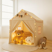 Large Kids Play Tent Indoor Outdoor w Mat Light 2 Doors 4 Windows
