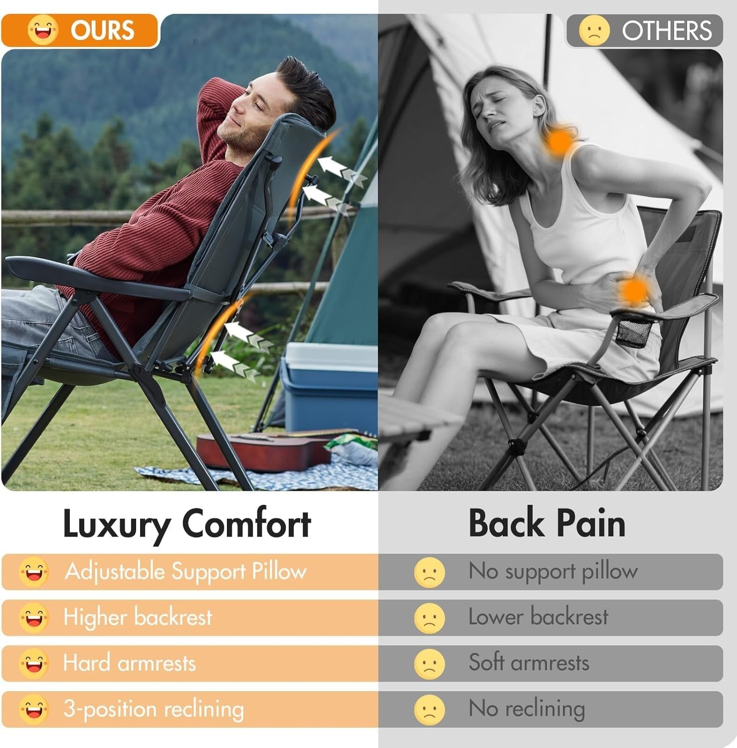 Heavy Duty Folding Recliner Chair Padded 160KG XL Garden Camping Seat