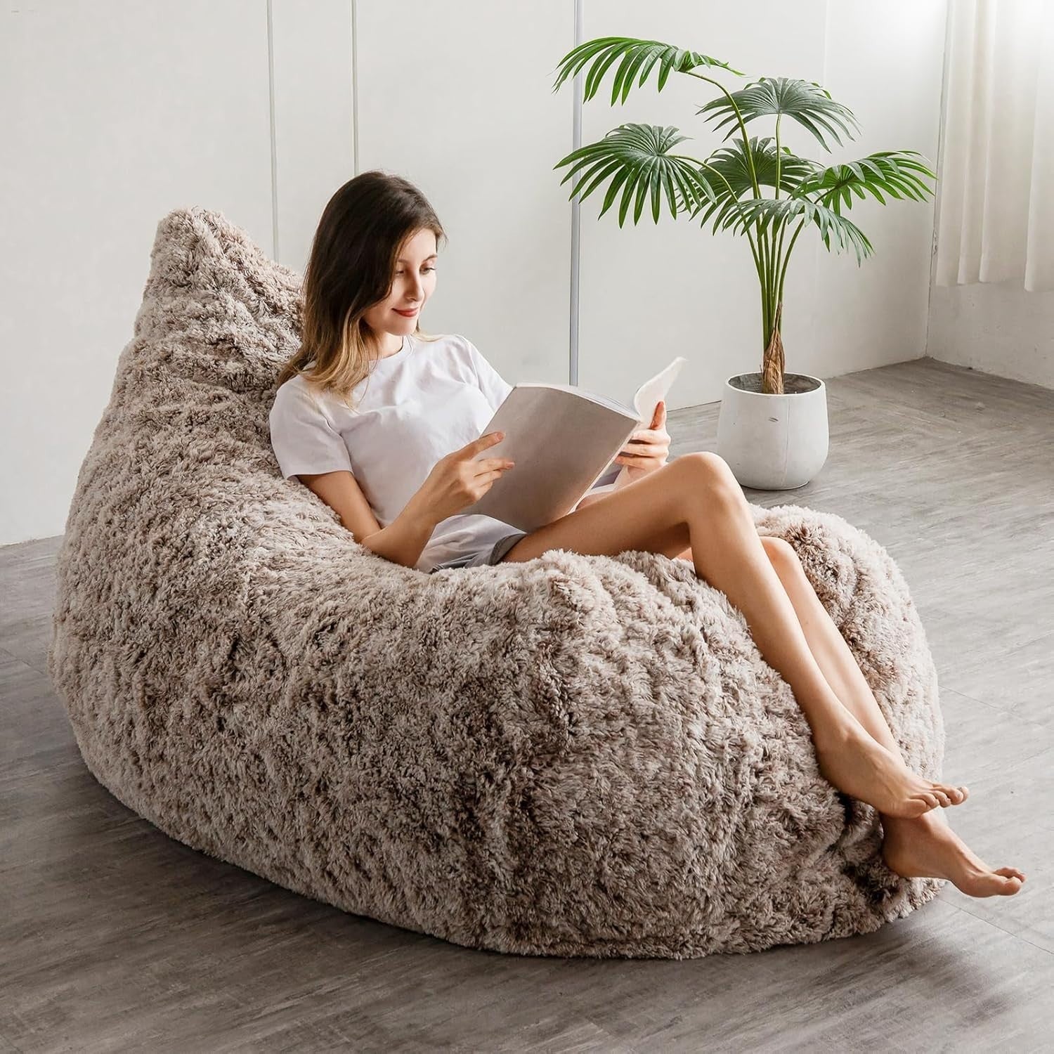 Giant Faux Fur Bean Bag Sofa Bed Recliner Soft Foam Lounge Chair 150x200cm