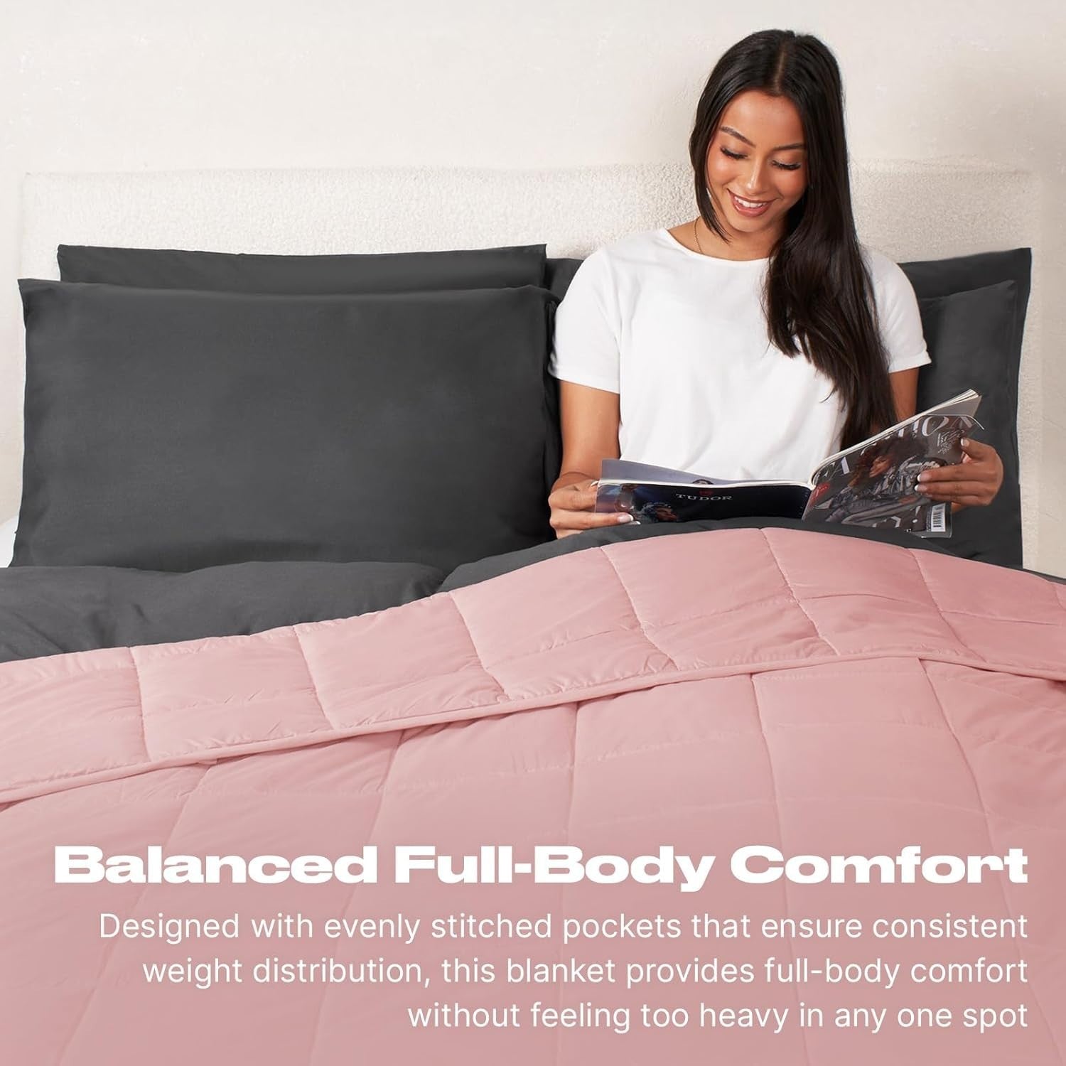 Weighted Blanket Adults Blush Pink 8kg 150x200cm Calming Sleep Therapy