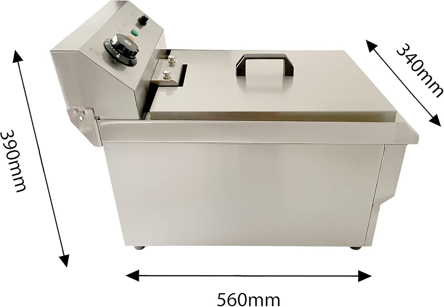 Commercial Electric Deep Fat Fryer 19L 3000W Stainless Steel Drain Tap