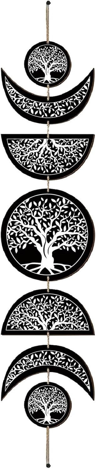 Moon Phase Wall Decor Wooden Boho Hanging Nordic Gothic Art