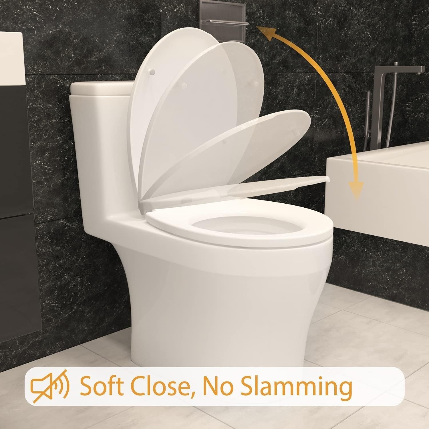 Soft Close Oval Toilet Seat White Quick Release Adjustable PP Top Fix 385-470mm
