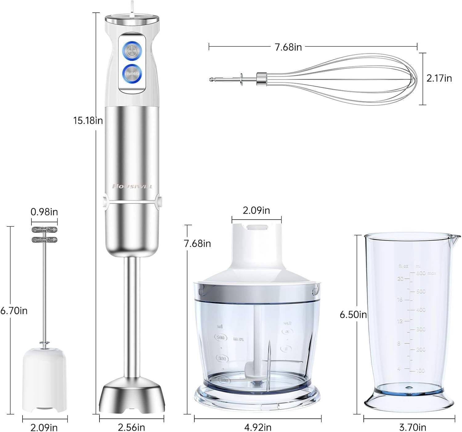 Powerful 5-in-1 Hand Blender 1000W | 12-Speed Adjustable | Food Chopper & Whisk