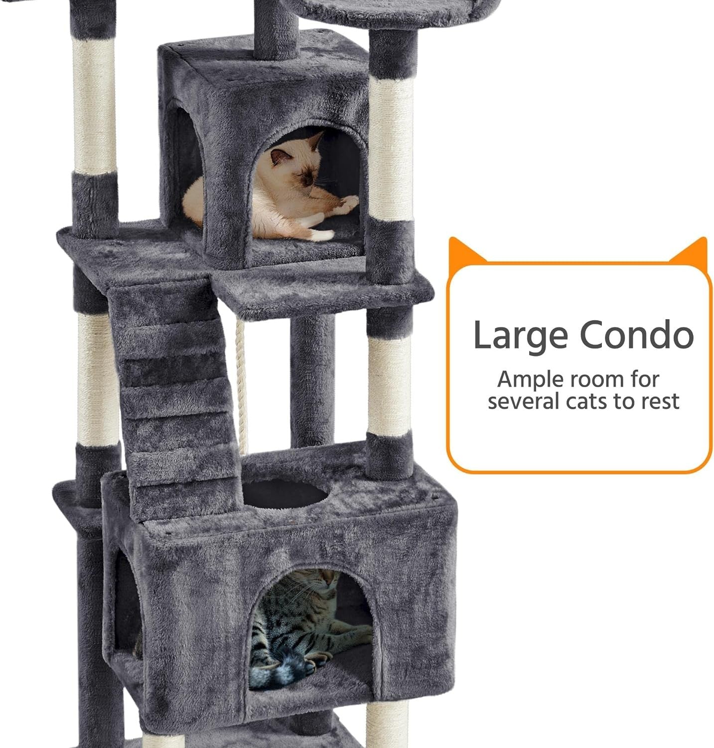 182cm Large Cat Tree Tower Dark Grey Multi Level Condo Scratching Posts