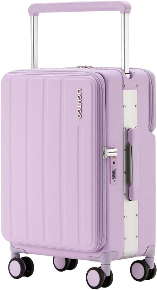 20” Dual Opening Carry On Suitcase Front Back Access Hard Shell
