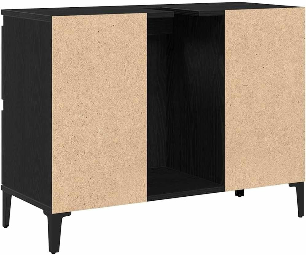 Black Oak Bathroom Sink Cabinet Vanity Unit with Drawers Cupboard Storage