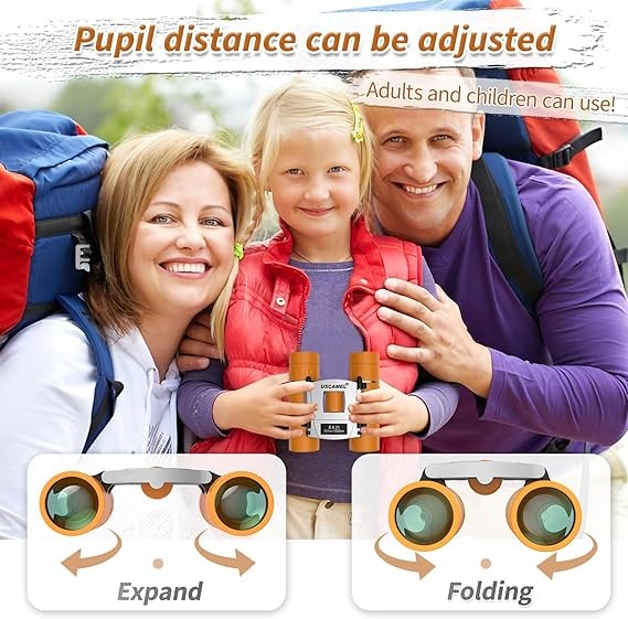 8x21 Kids Waterproof Compact Binoculars Mini Travel Bird Watching – Orange
