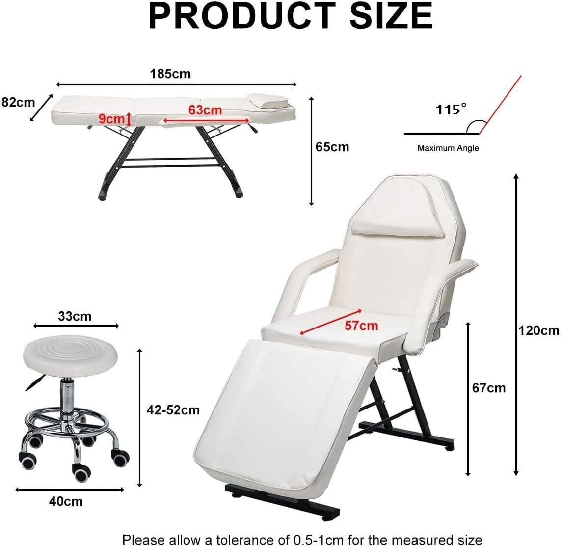 Adjustable Pedicure Massage Chair With Foot Spa Rolling Salon Stool