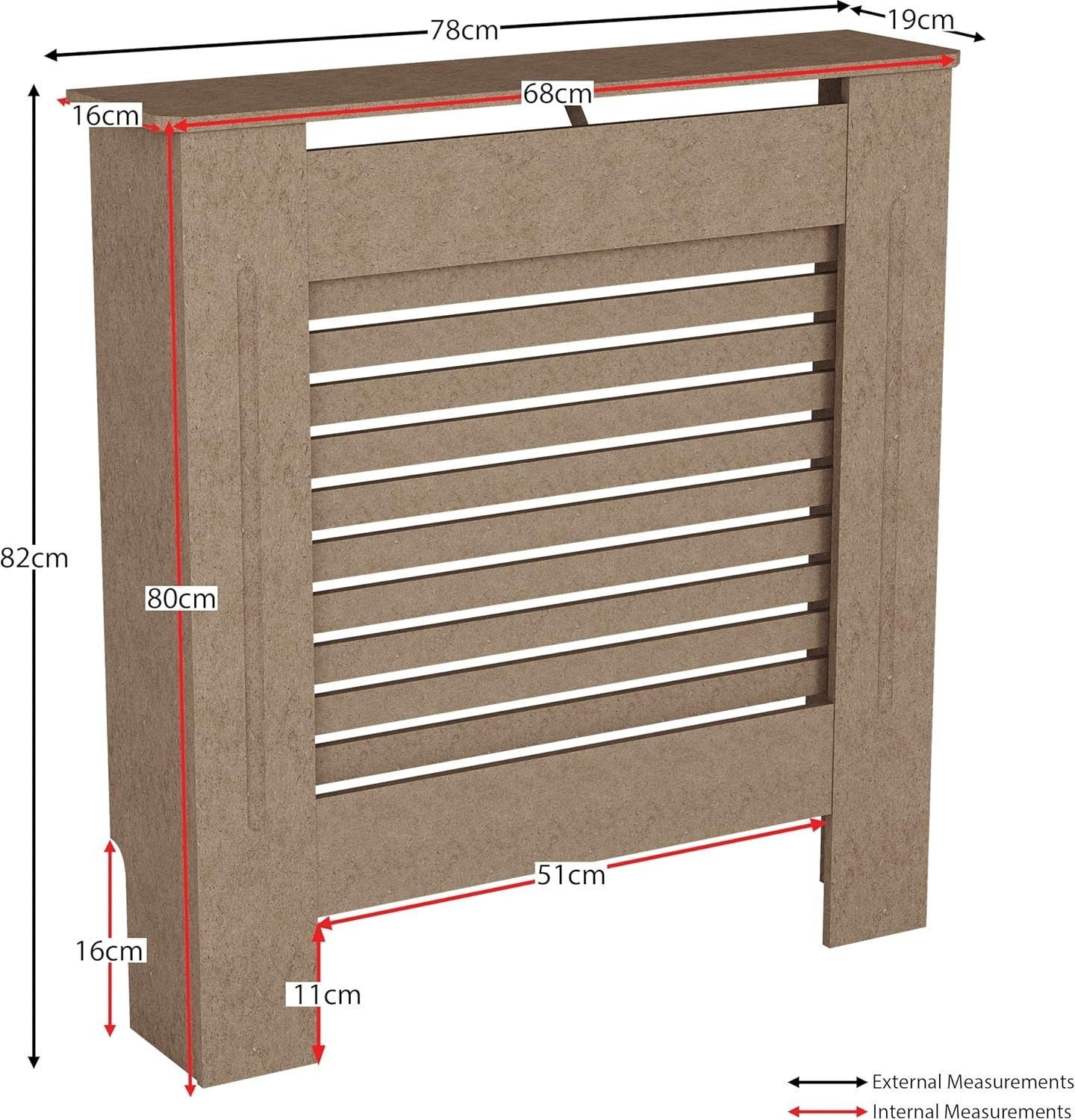 Small Unfinished Radiator Cover MDF Modern Grill Customisable DIY Cabinet