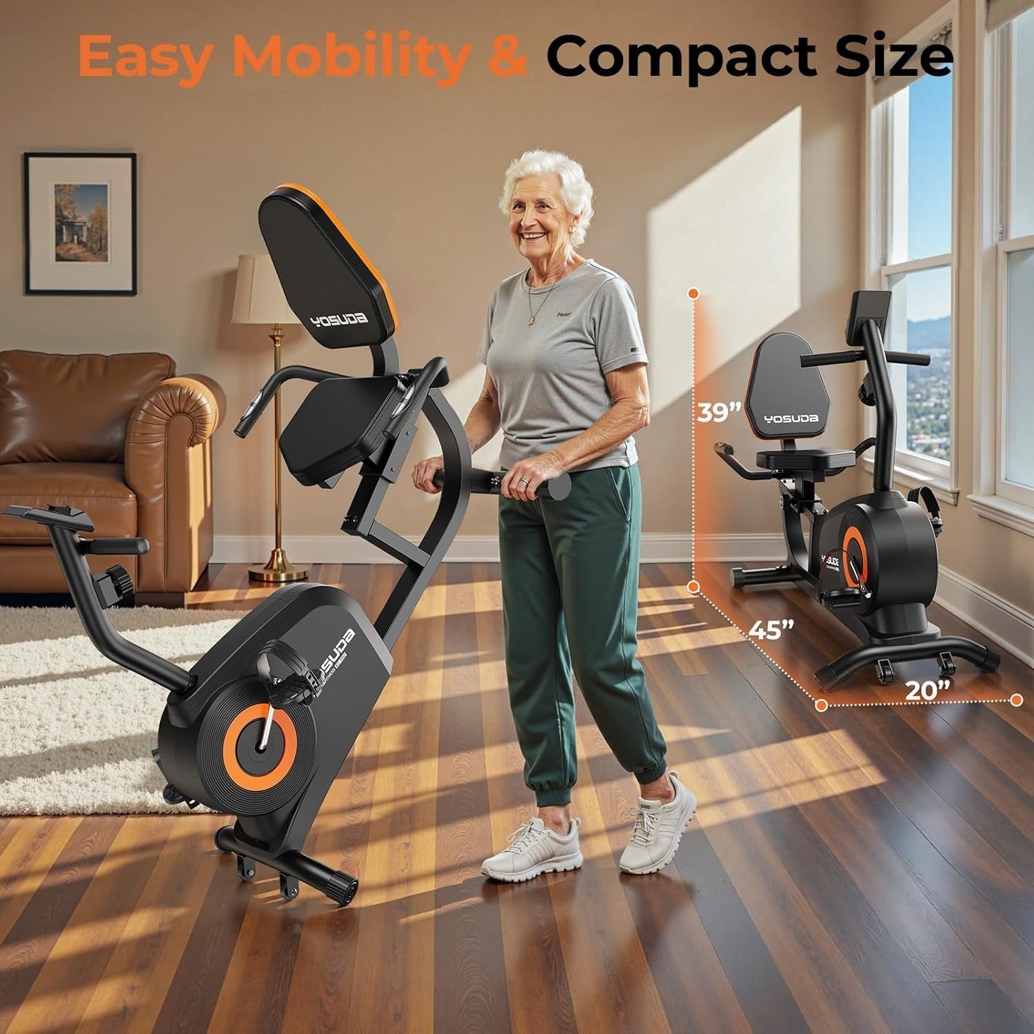 Recumbent Exercise Bike Magnetic 16-Level Quiet LCD Pulse Adjustable Seat Home