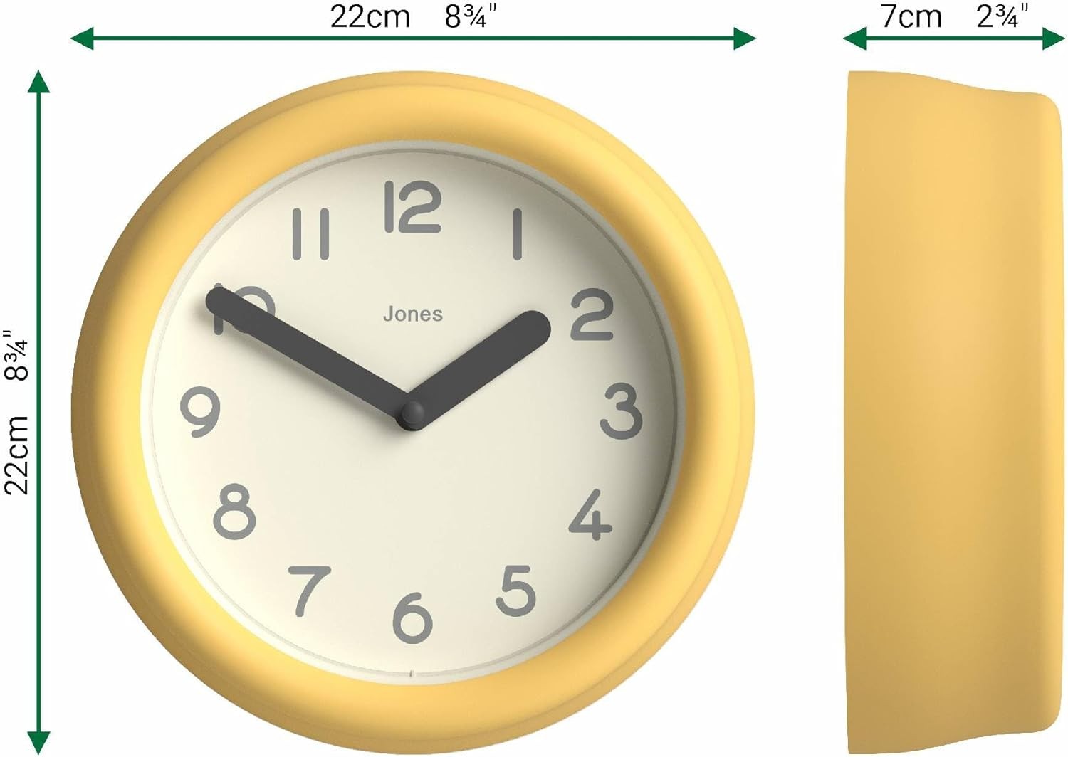 Small Yellow Wall Clock 22cm Modern Silent Quartz Round Minimalist Home Decor