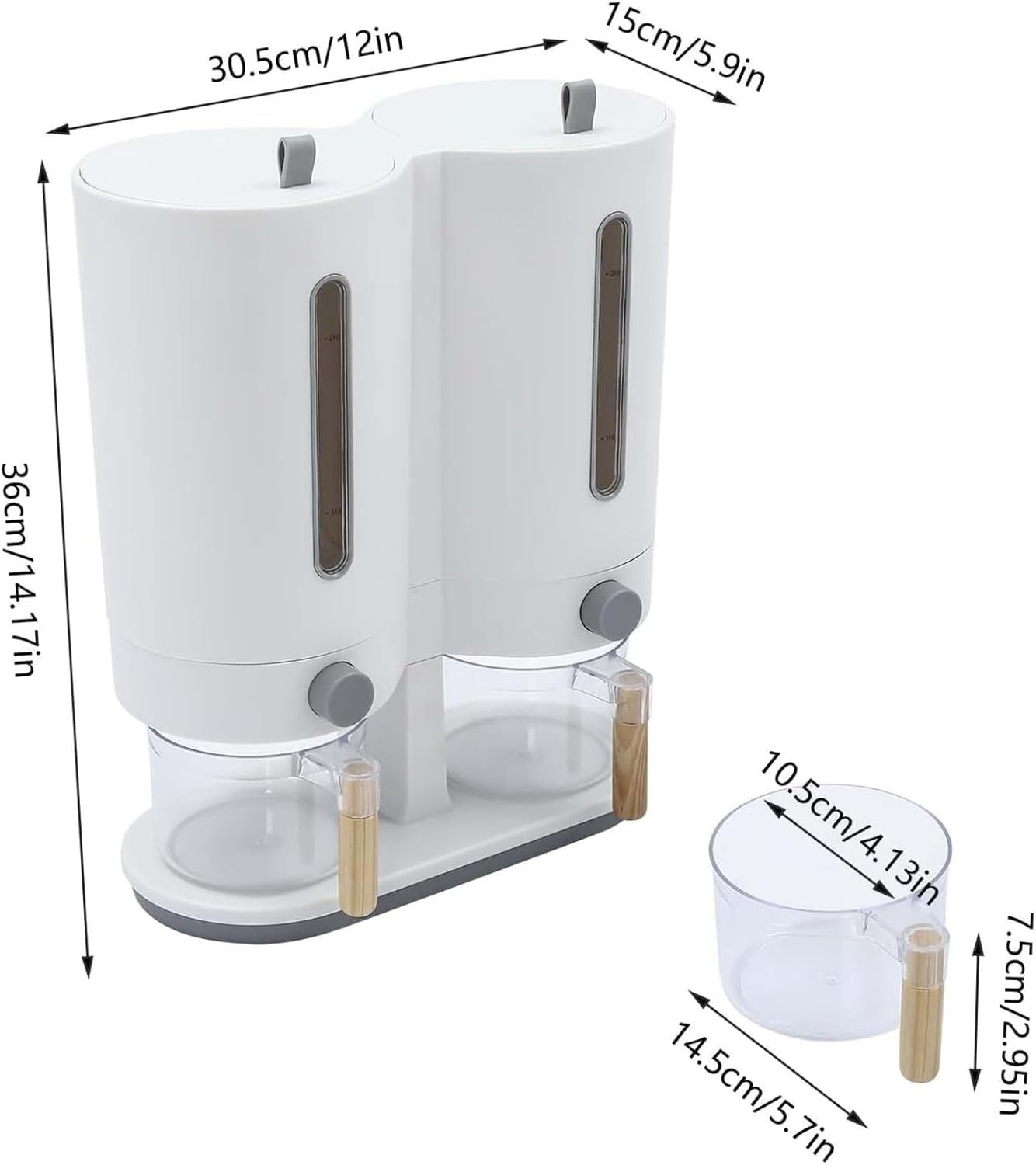 5kg Double Bucket Rice Dispenser Sealed Dry Food Storage Box