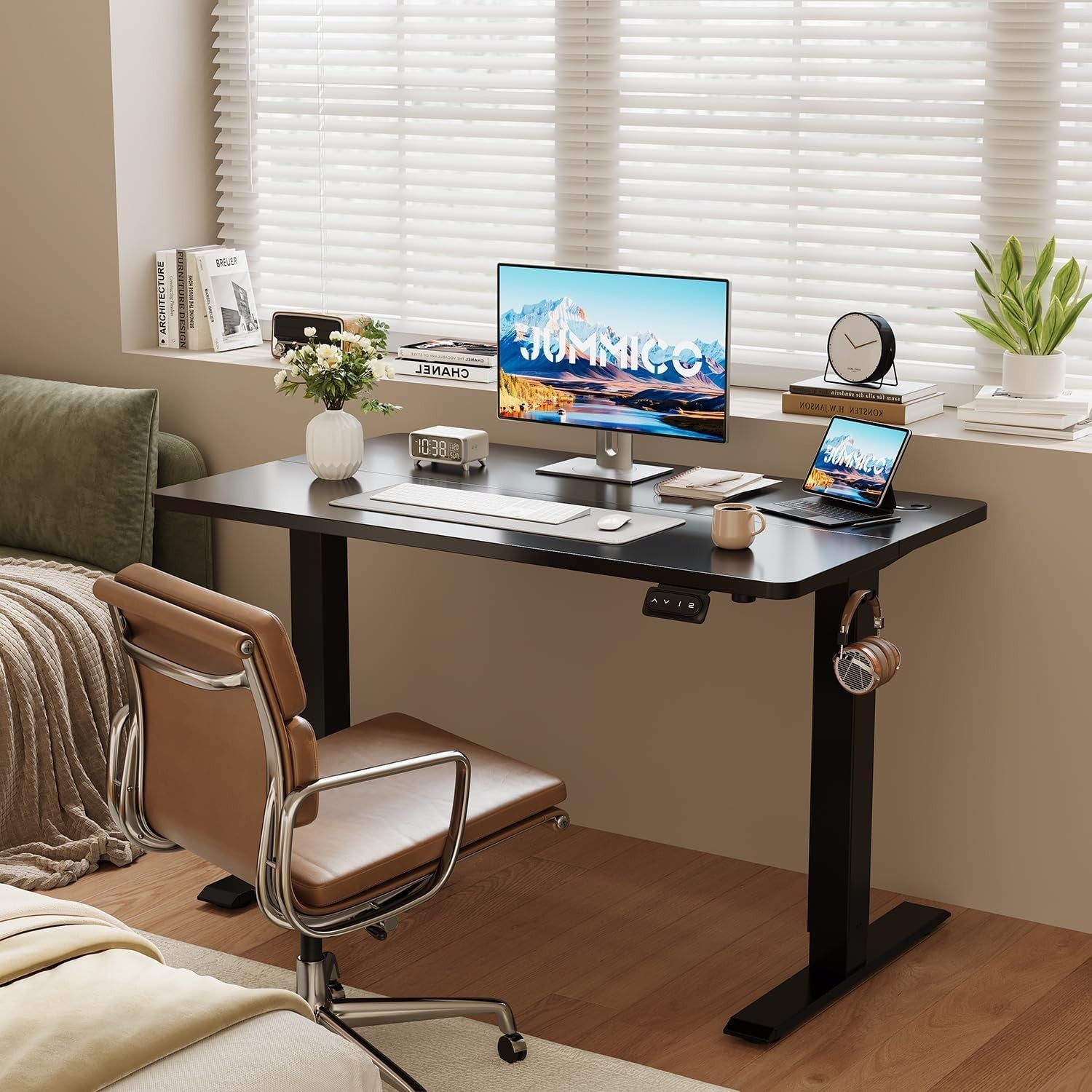 Electric Standing Desk 100x60cm Adjustable Sit Stand Table with Memory – Black