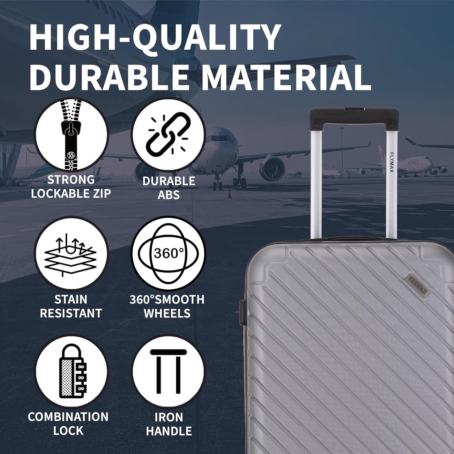 32'' Extra Large ABS Hard Shell Suitcase Lightweight 4 Wheel 125L Check In
