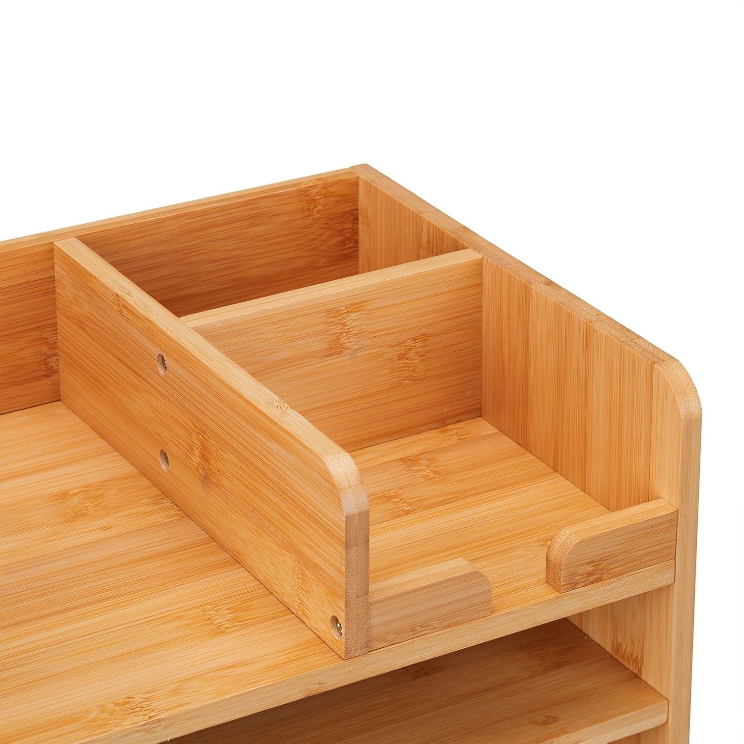 Bamboo Desk Organizer with 2 Drawers & 5 Compartments 33x24x26.5cm