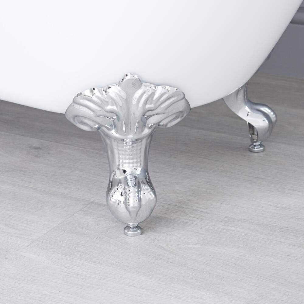White Double Ended Freestanding Roll Top Bath 1795x785mm Chrome Claw Feet