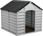Large Grey Outdoor Dog Kennel Shelter Weatherproof Easy Assemble Clean
