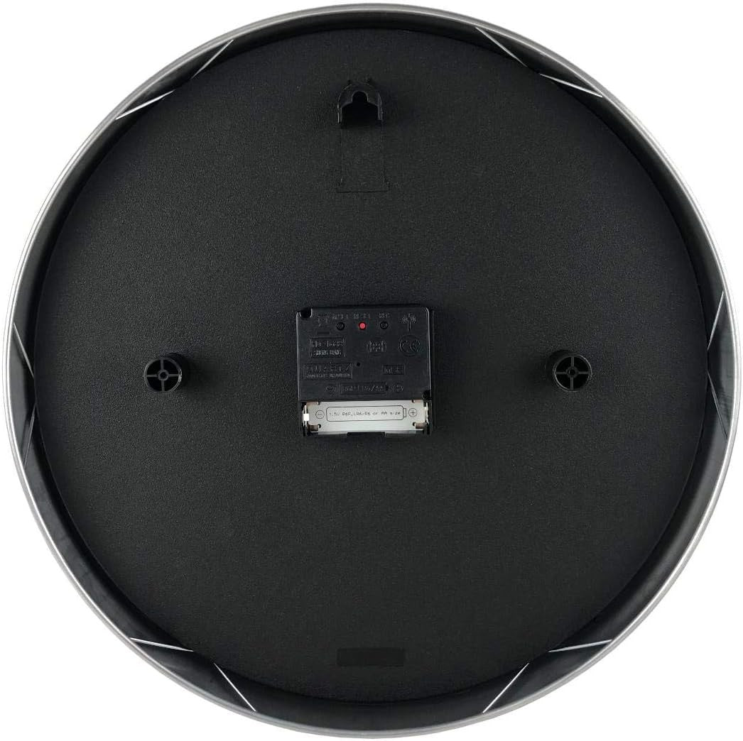 Large Radio Controlled Wall Clock 30cm Silent Sweep Aluminium Modern Design