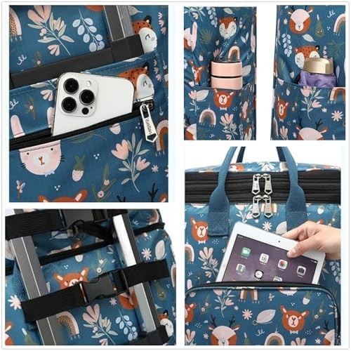 Insulated Folding Shopping Trolley Bag Wheels Telescopic Handle Black