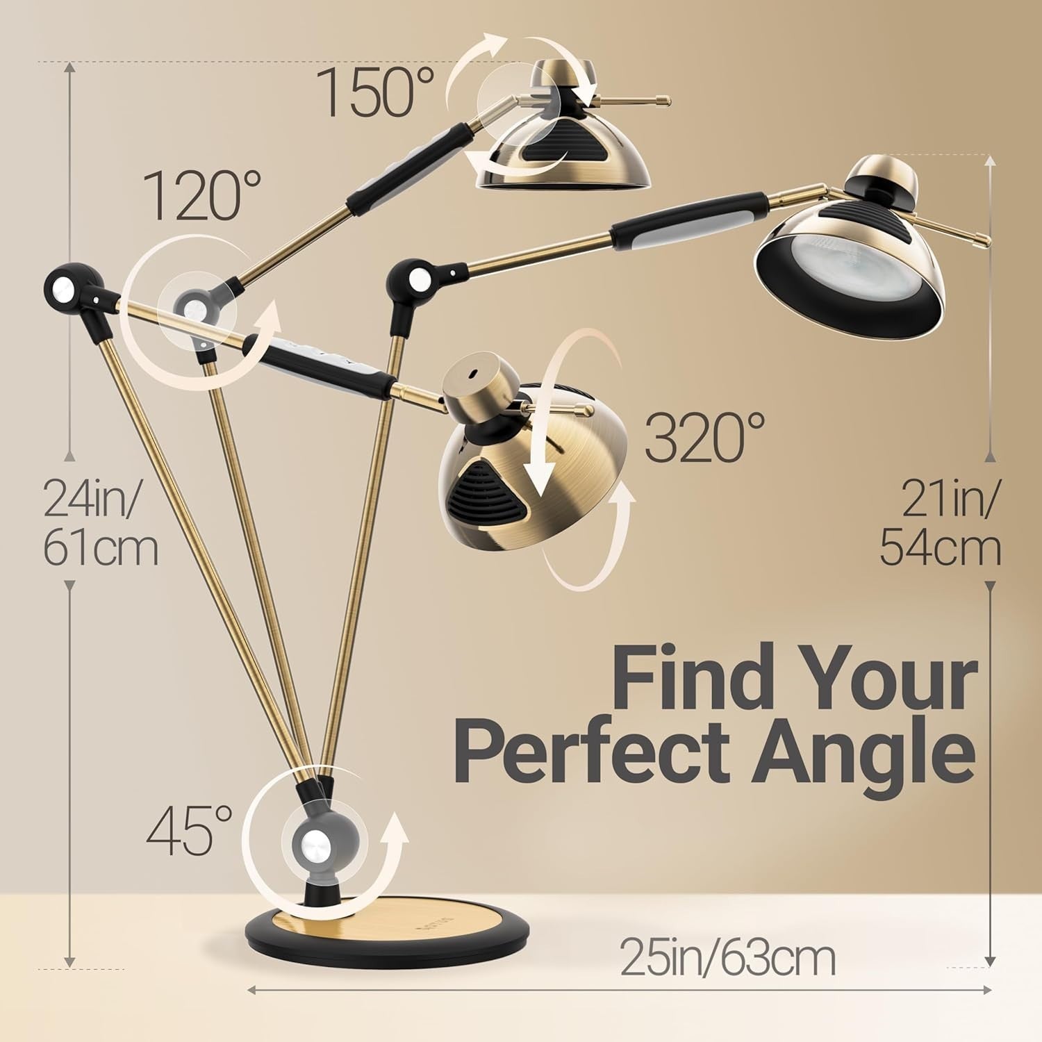 LED Desk Lamp with Gesture Control, 36 Modes, Adjustable Arm & Brightness