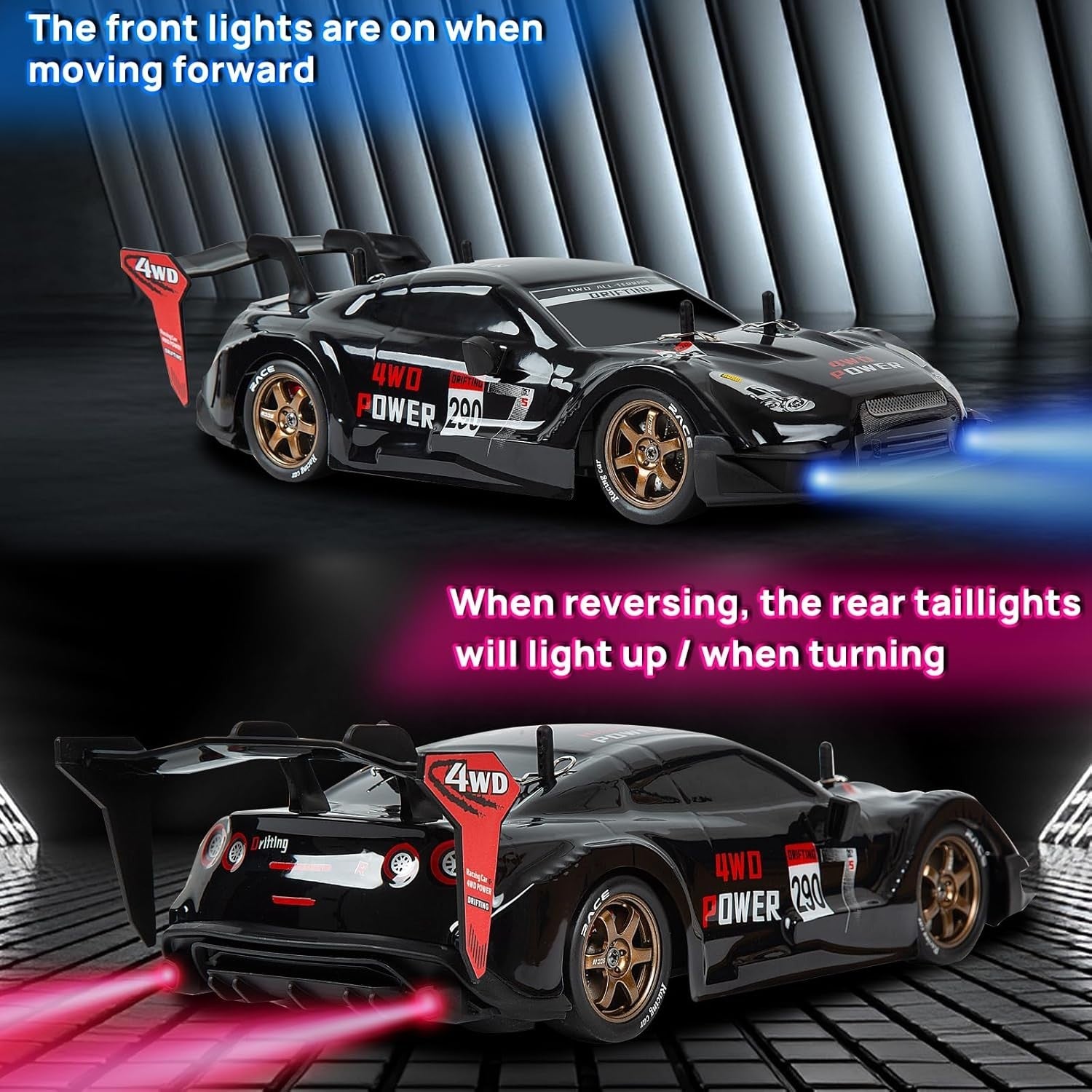 1:14 4WD RC Drift Car Full Pro Steering & Throttle + Extra Tires LED