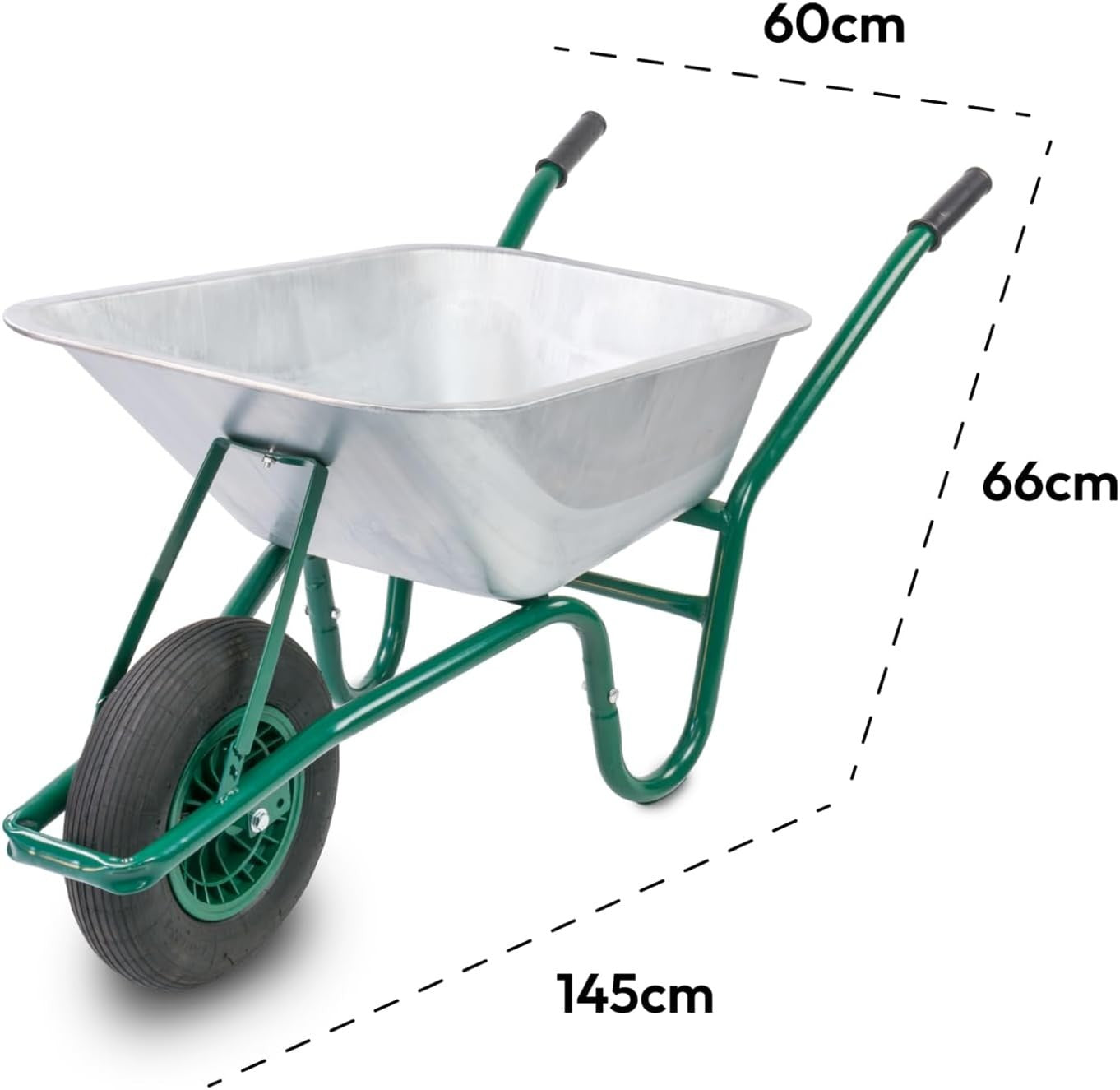 85L Garden Wheelbarrow – Galvanised Steel Frame w/ Pneumatic Tyre Heavy Duty