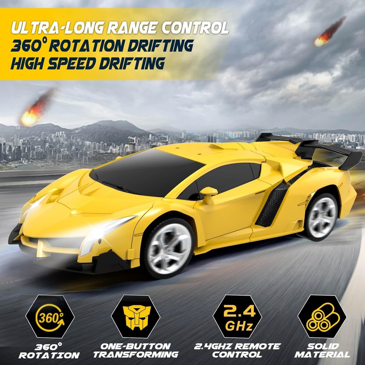 Transforming Robot RC Car 360° Drift Toy – Remote Control Gift for Kids 3–8+