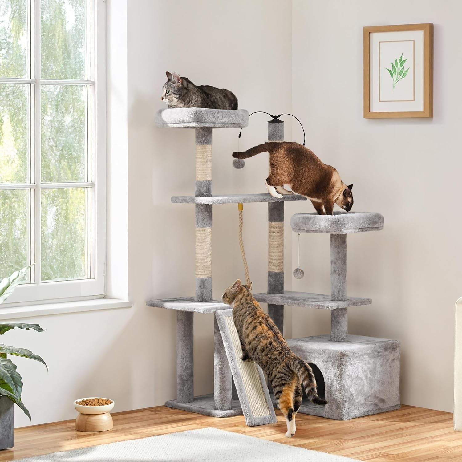 Large Cat Tree 136cm Indoor Tower with Condo Sisal Posts Multi Level Play