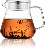 Glass Teapot 600ml Stovetop Safe Tea Pot w/ Stainless Steel Filter Lid