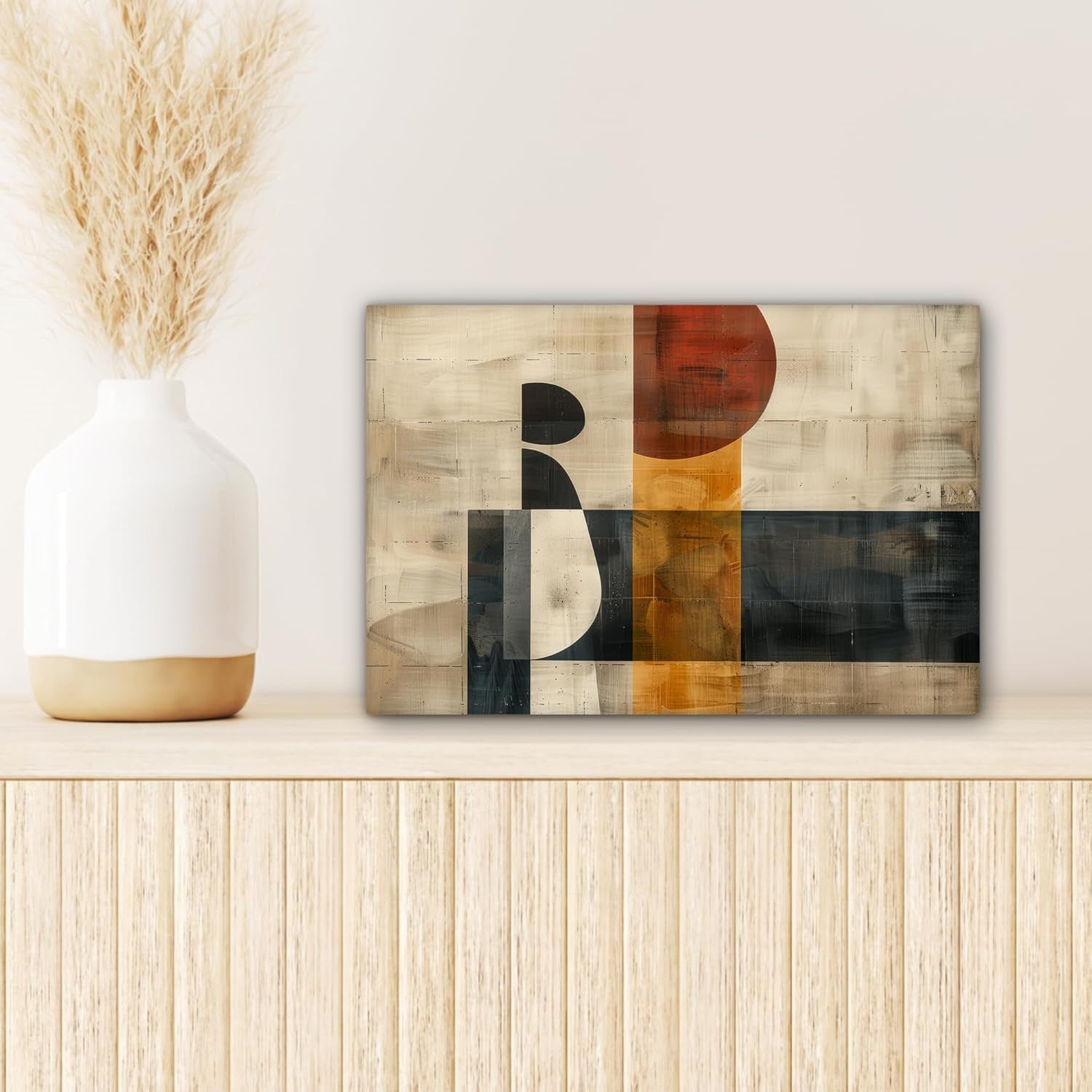 Abstract Industrial Canvas Wall Art 30x20cm Beige Modern Print