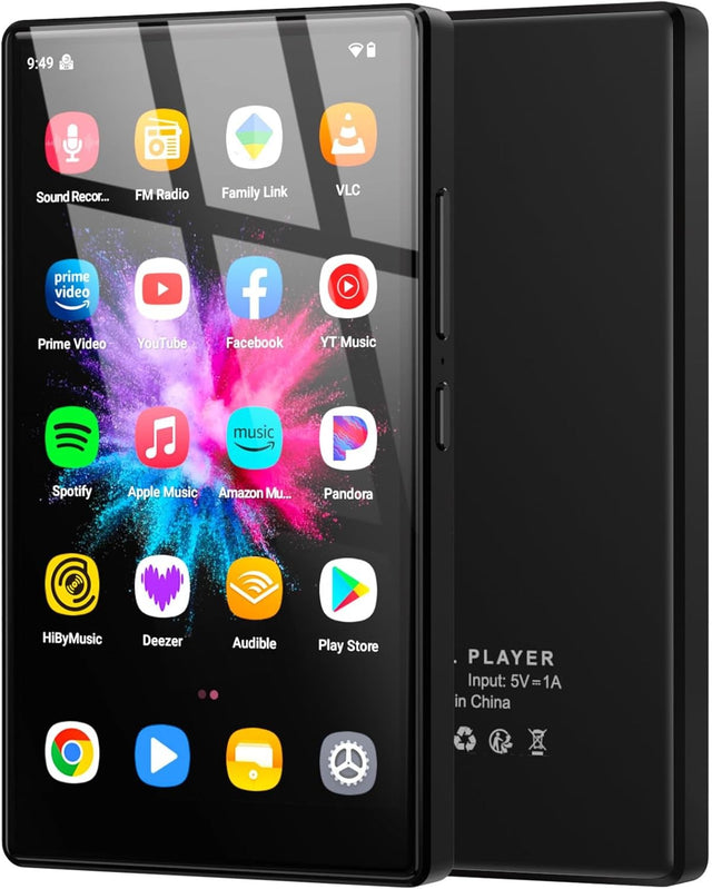 96GB MP3 Player Blue 5" Android 13 WiFi Bluetooth 1080P