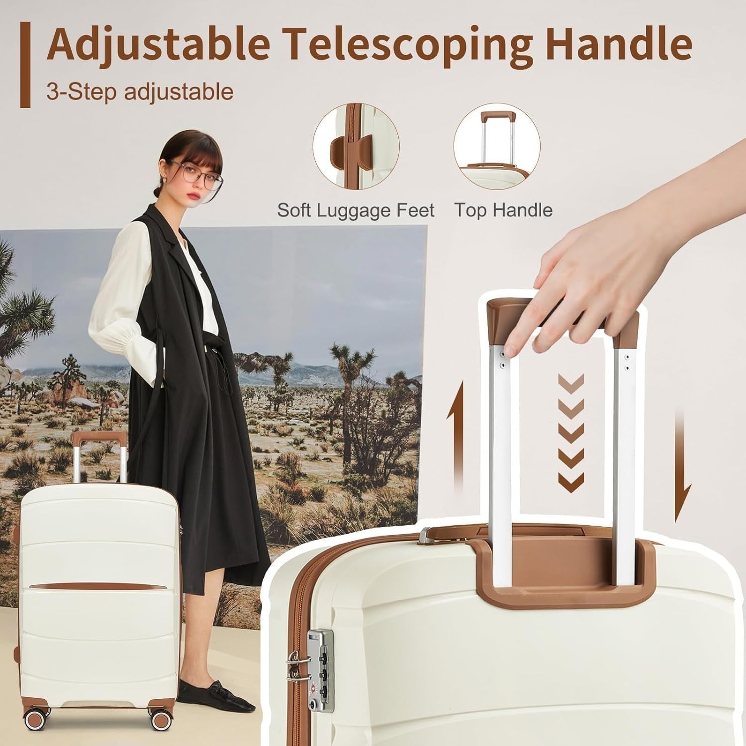 28” Large Lightweight Hard Shell Suitcase PP Spinner Wheels TSA Lock