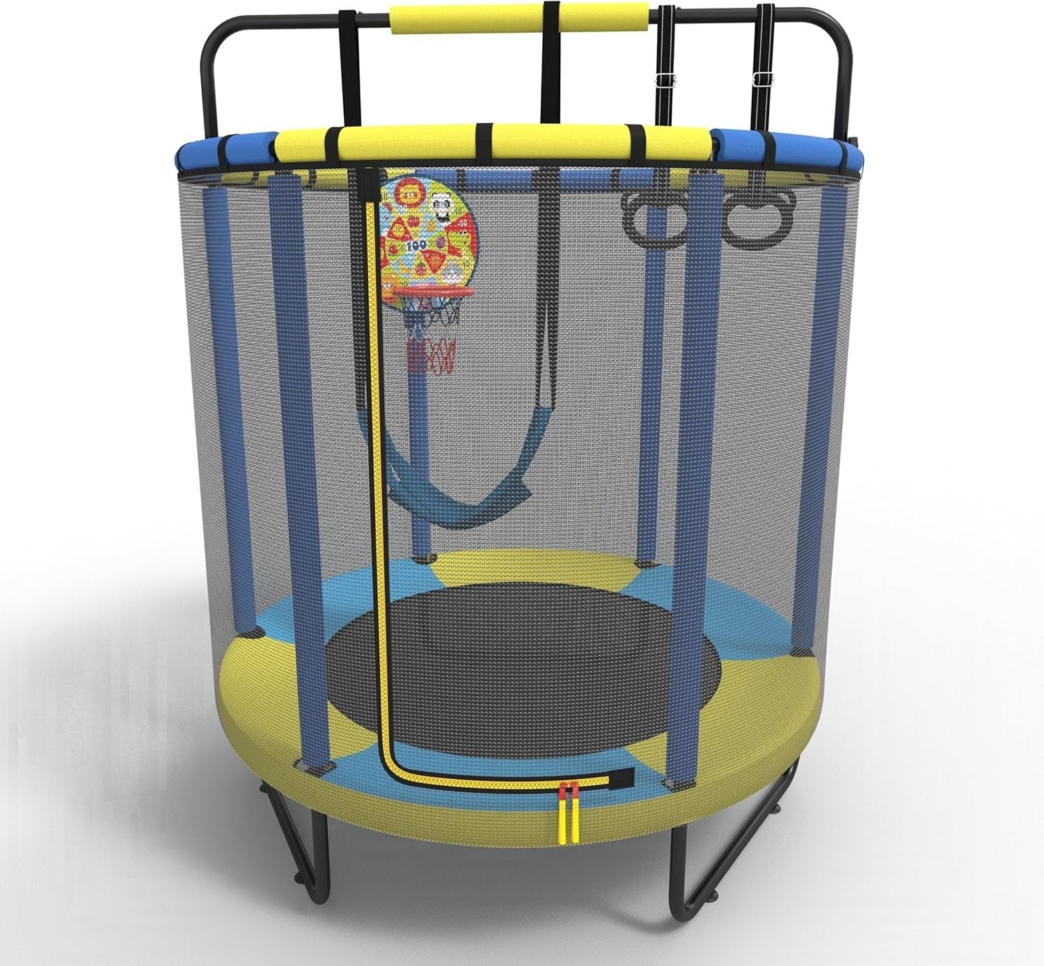 1.6M Kids Trampoline Indoor Outdoor Playset Basketball Rings Pull Bar