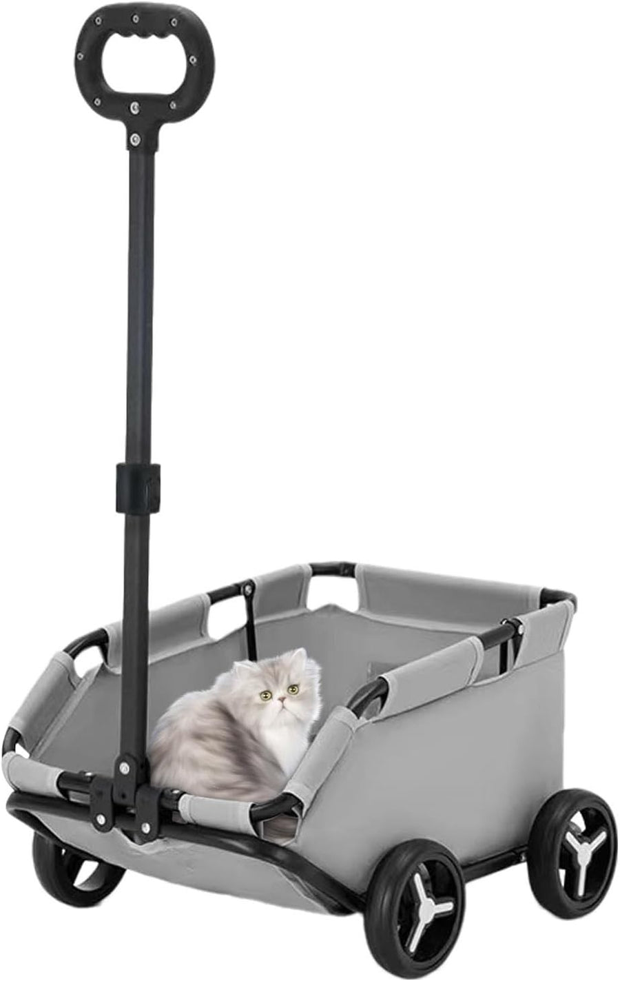 Grey Foldable Pet Wagon Stroller Dog & Cat Travel Trolley for Small Pets