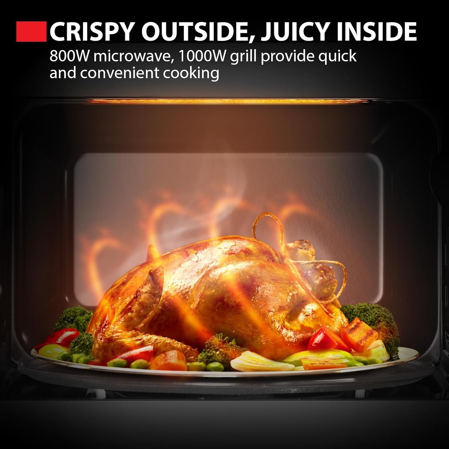 Black 20L Digital Microwave Oven 800W Grill Combo Compact 5 Power