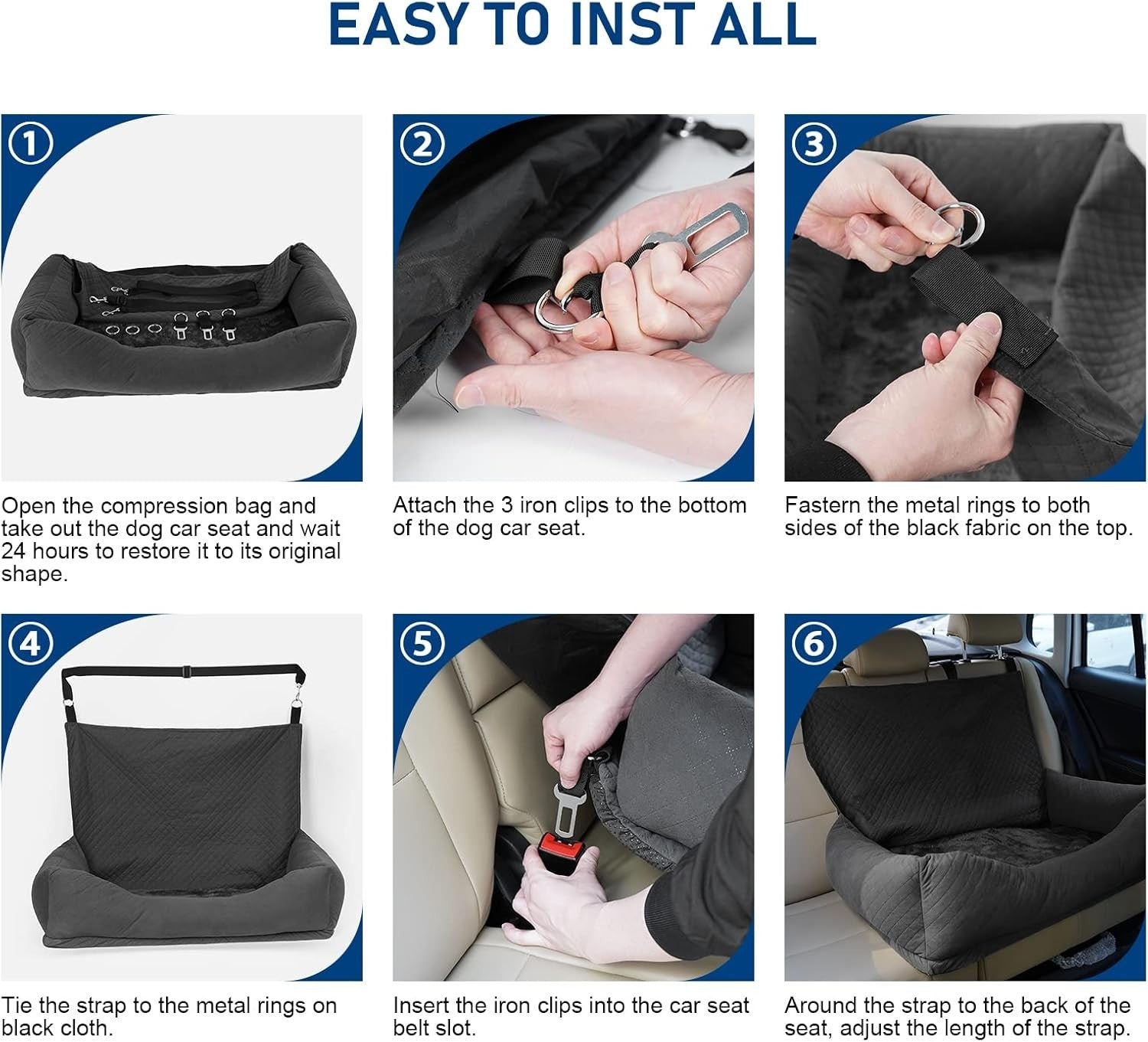Large Dog Car Seat Bed Booster Travel Carrier Washable Safety Leash