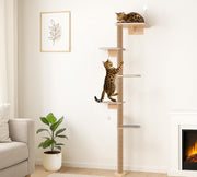 Wall Mounted Cat Tree 210cm 5 Tier Scratching Post Tall Cat Climbing Tower