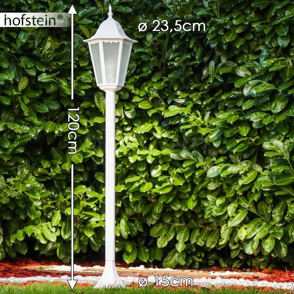 Hong Kong Frost Outdoor Floor Lamp, White Antique Look Path Light, E27 Socket