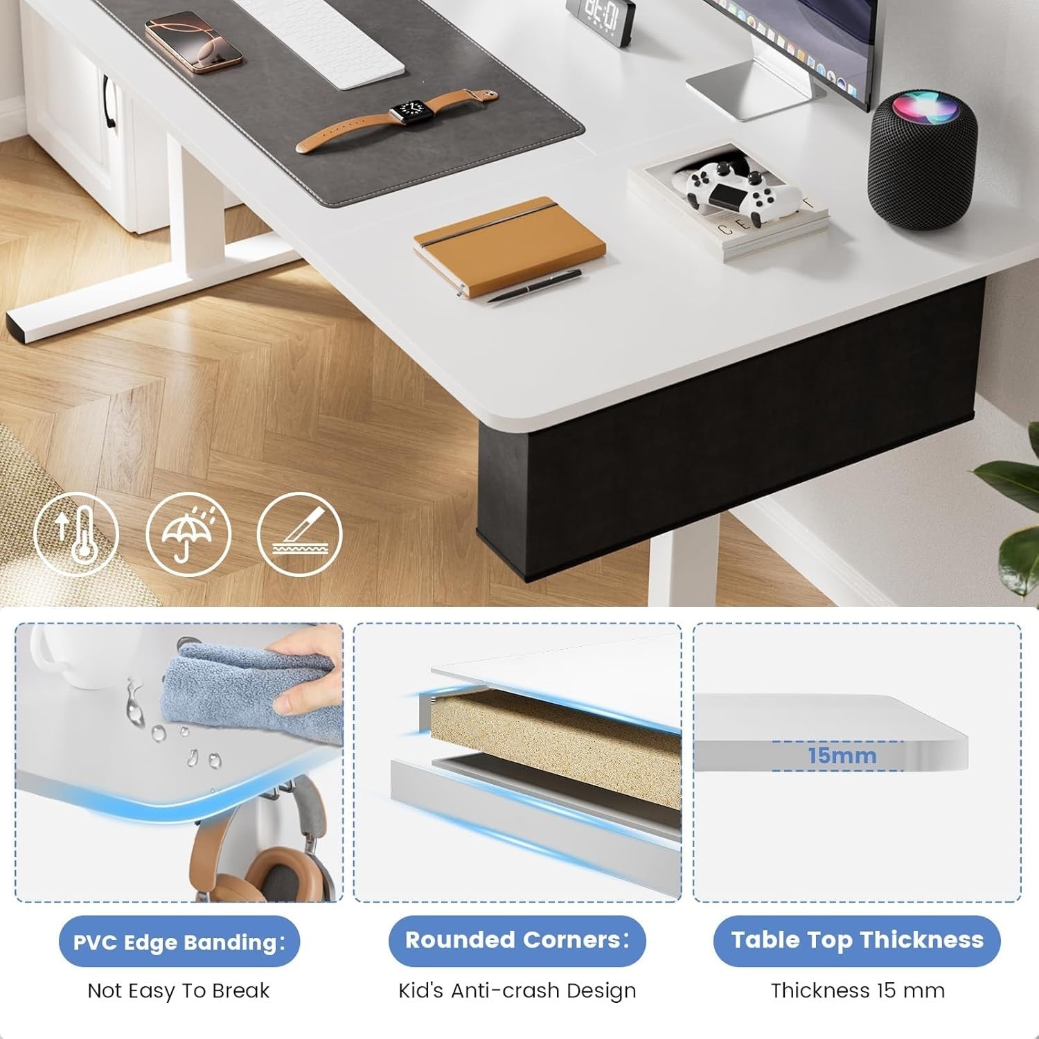 Electric Standing Desk 120×60cm w/ Memory Panel & USB – Adjustable Office Table