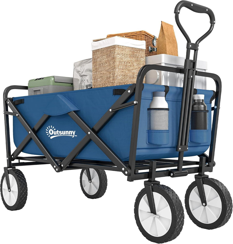 Folding Festival Trolley 90L Portable Camping Garden Cart on Wheels