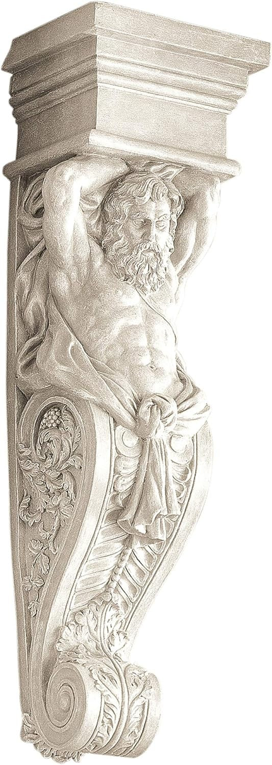 Telamon Wall Sculpture 72cm Antique Stone Effect Resin Decor